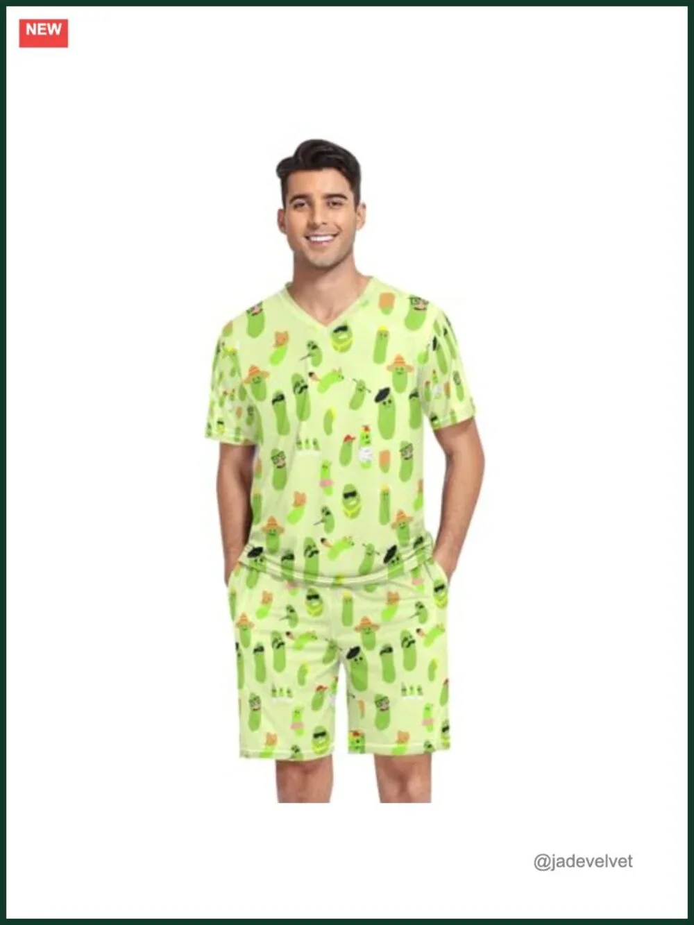 Men's Pajama Set Short Sleeve V Neck Lounge Set